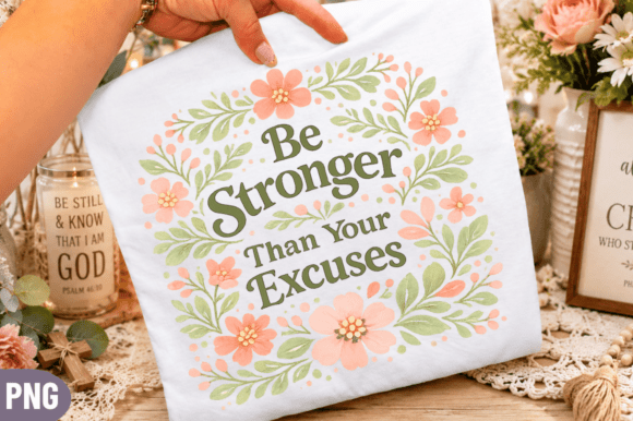 Download Be Stronger Floral Quote PNG,positive - Premium Bundle