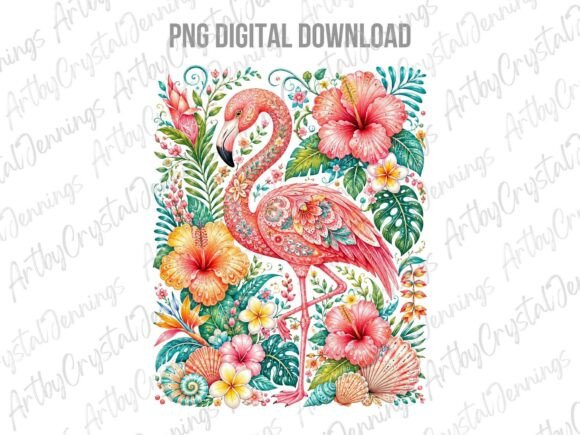 Download Tropical Flamingo Summer Floral PNG - Floral png Collection