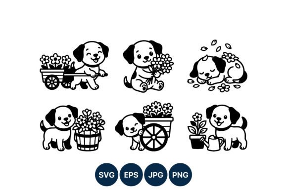 Download Puppy Flower Cart Vector - Premium Resources